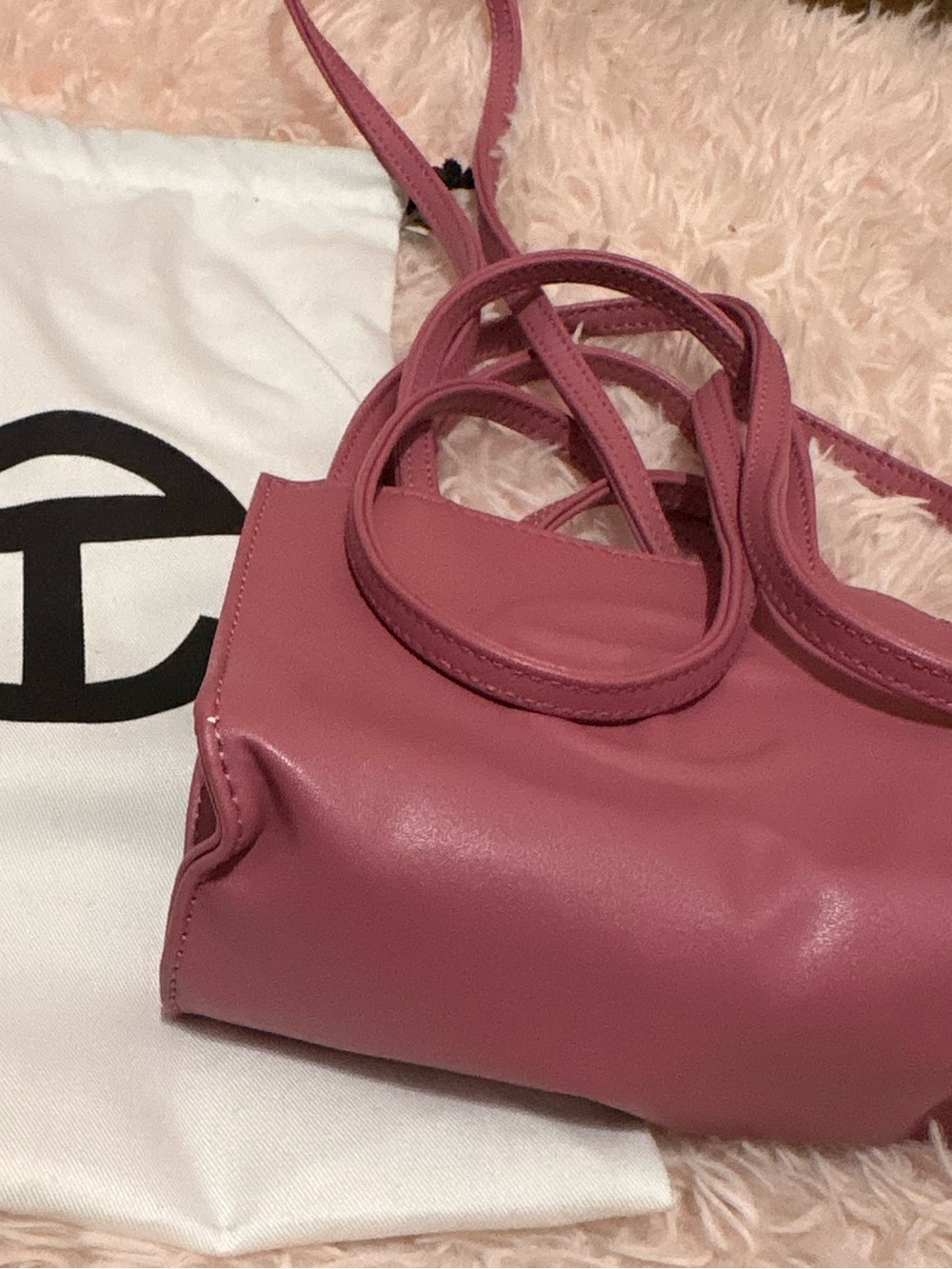 Telfar Mini Tote in Rose Pink Leather